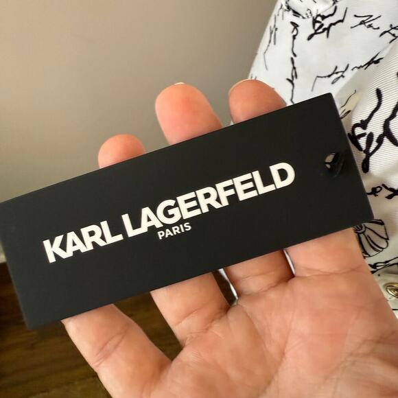 NWT KARL LAGERFELD PARIS Women's Soft Everyday Roll-Sleeve Blouse Size L - Picture 6 of 12